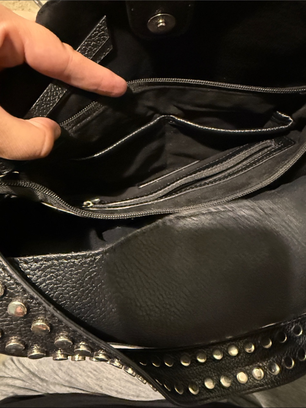 Steve Madden Black Studded Shoulder Tote - Picture 7 of 11